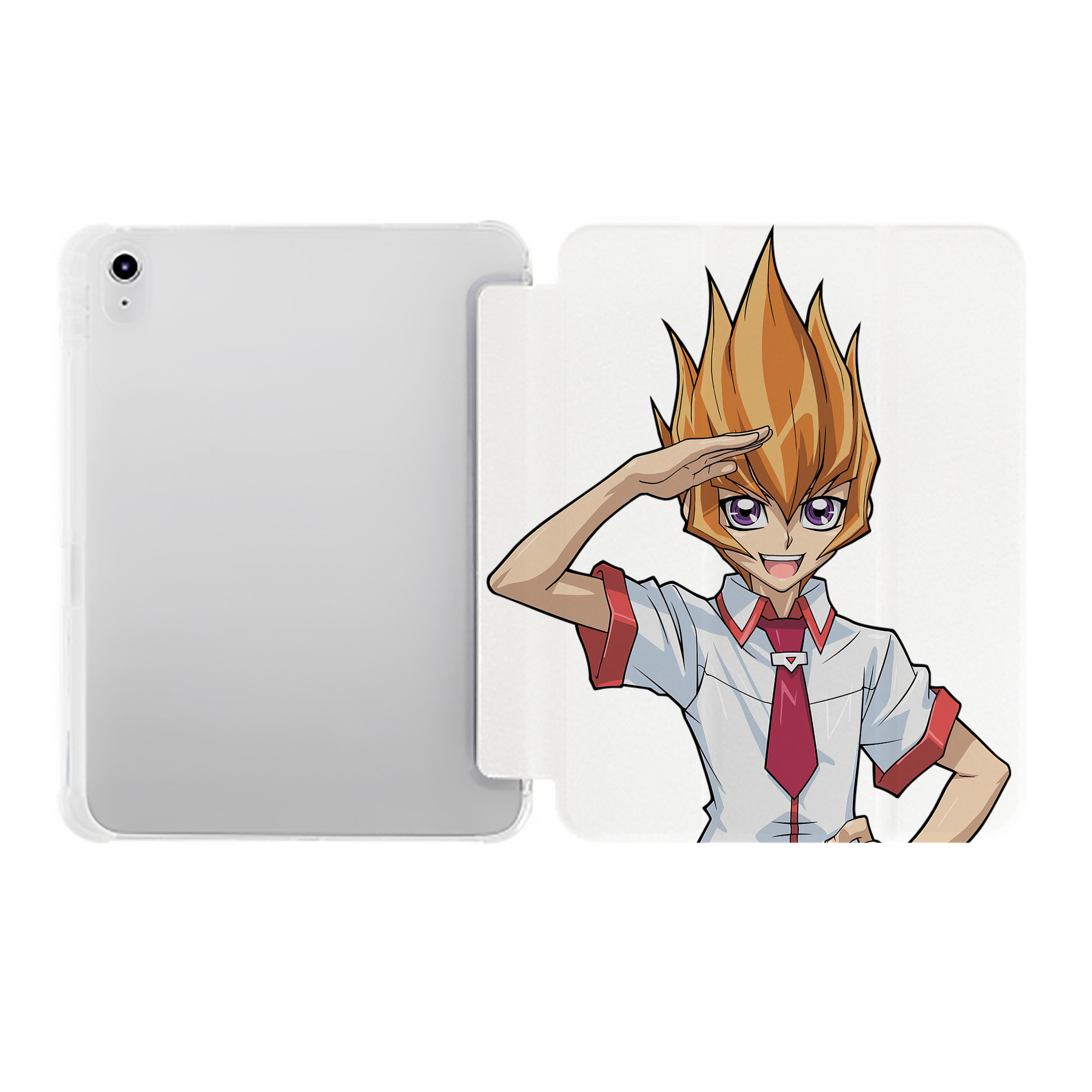 （画像用） 遊☆戯☆王 Yu-Gi-Oh! IPad ケース ペン収納付き 三つ折りスタンド PUレザー×シリコン 対応機種9.5/10.5/10.9インチ